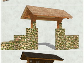 精品田園風(fēng)格農(nóng)村鄉(xiāng)村農(nóng)家樂入口大門su模型設(shè)計模型下載